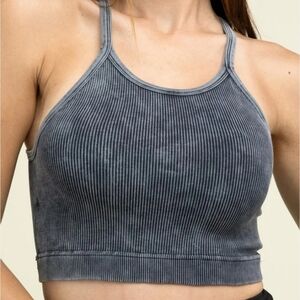 Zenana Outfitters Charcoal Ribbed Top/Bralette